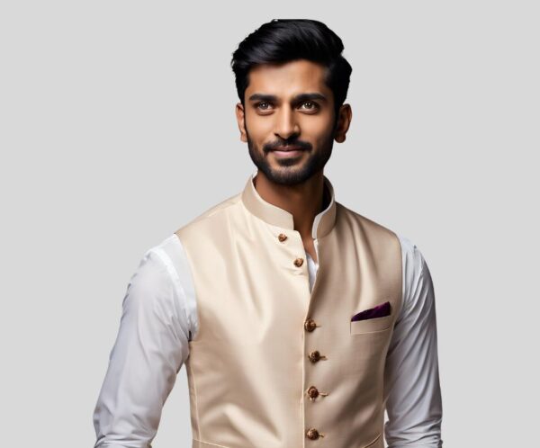 Brown Shiny Waistcoat, Nehru Jacket