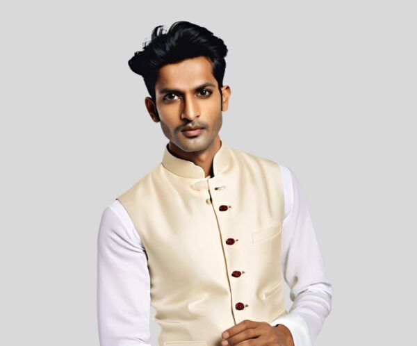 Brown Shiny Waistcoat, Nehru Jacket